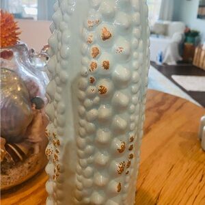 Beautiful Textured Coastal Tall Distressed Ceramic Vase